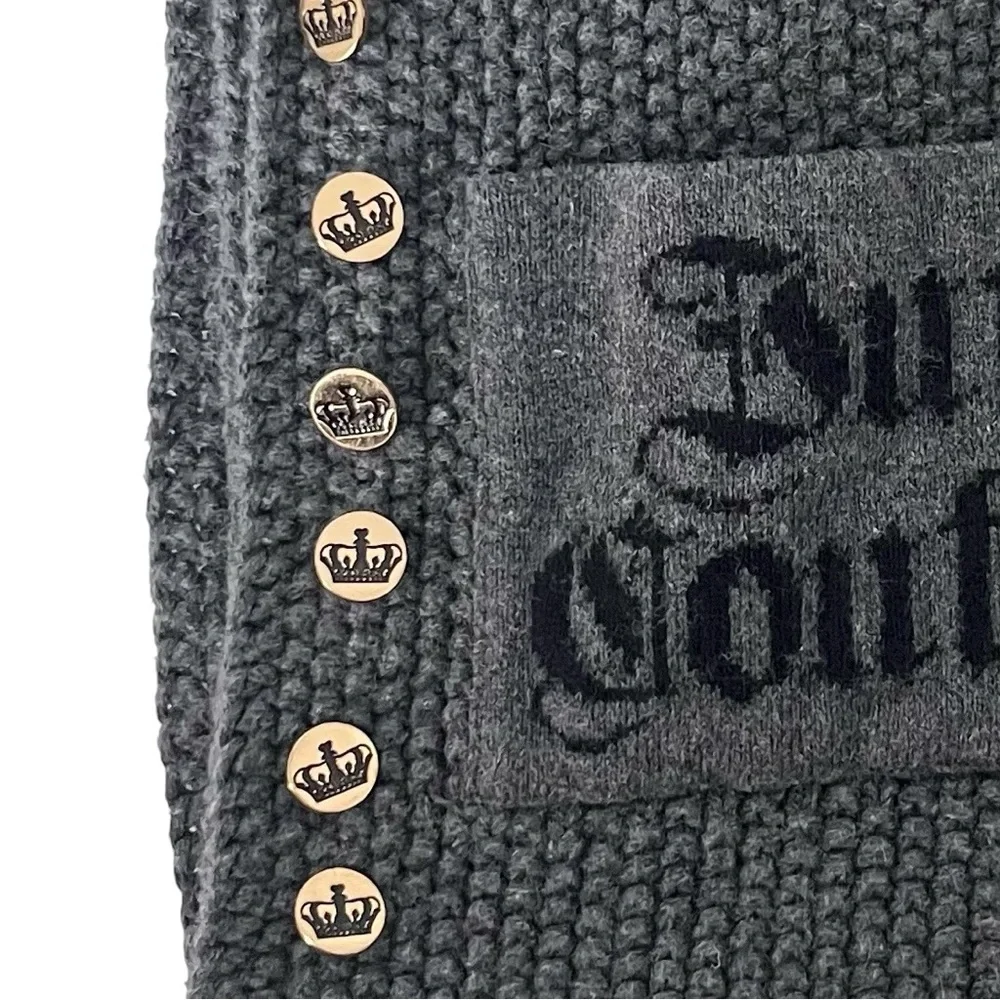 Juicy Couture Knit‎ Scarf Gray Logo Patch Y2K Retro